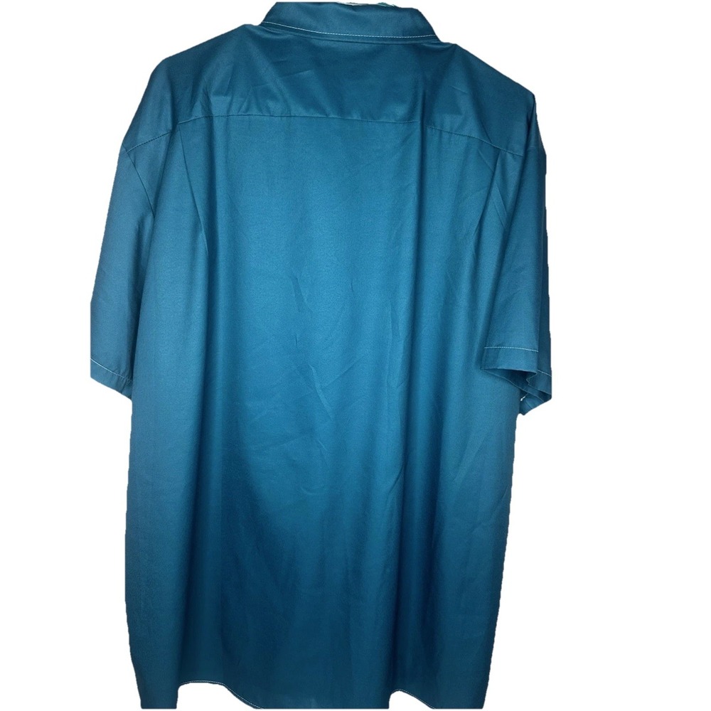 Hardaddy Mens Teal Blue BBQ Pig Chef Graphic Bowling Shirt Short Sleeve XL - Picture 6 of 11